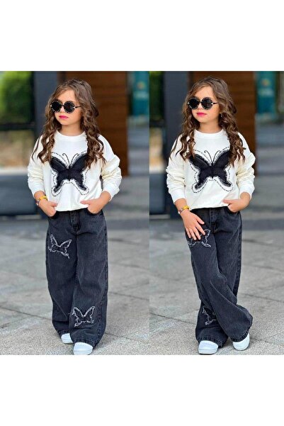 RAPAPA طقم بنطلون جينز على شكل فراشة للفتيات 2609B