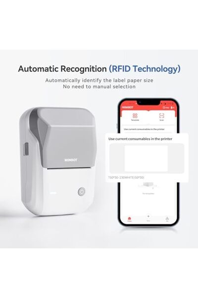 NiiMbot B1 Portable Thermal Label Printer 2 inch - Bluetooth Portable Label Maker (Gray)