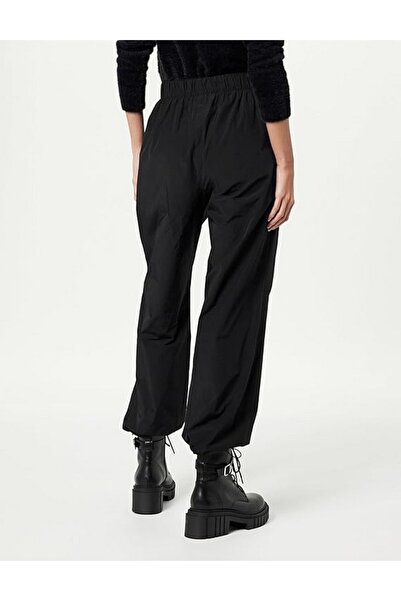 The Drop Pantaloni casual subtiri, prindere cu elastic in talie, dama, negru, marime XL, THE DROP