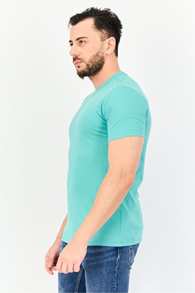 GAP Men Crew Neck Short Sleeves Plain T-Shirt, Turquoise