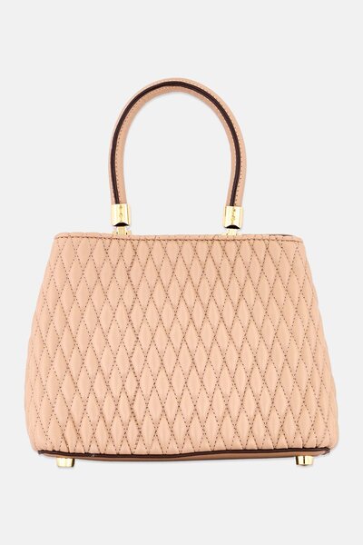 Anne Klein Women Hardware Logo Small Satchel Bag, Nude
