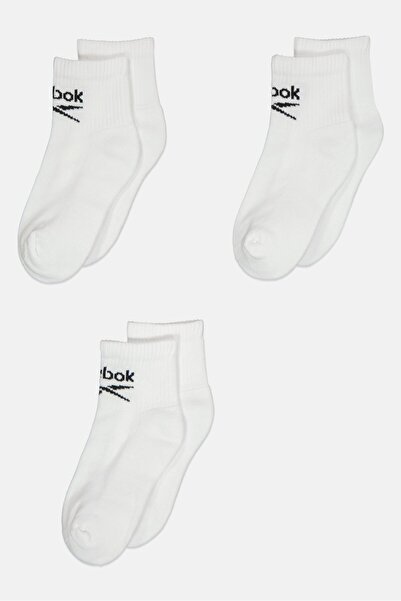 Reebok Men 3 Pairs Brand Logo Ankle Socks, White