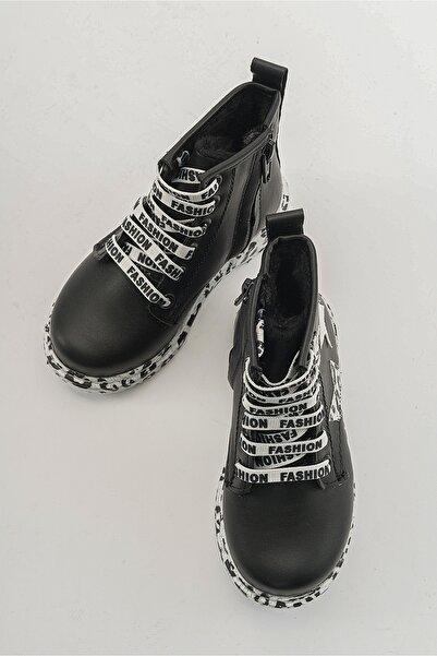 mnpc Kız Çocuk Siyah Suni Deri Suya Dayanıklı Anatomik Günlük Postal