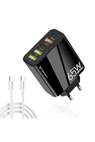 Techsuit Adaptor de alimentare multiport, USB, Tip-C, 65W, cablu USB-C - PentaXPower (CHC2) - Negru