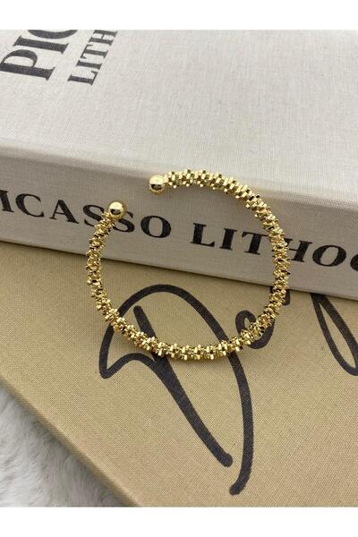 Hedef Bijuteri Gold Color Serrated Model Design Bracelet