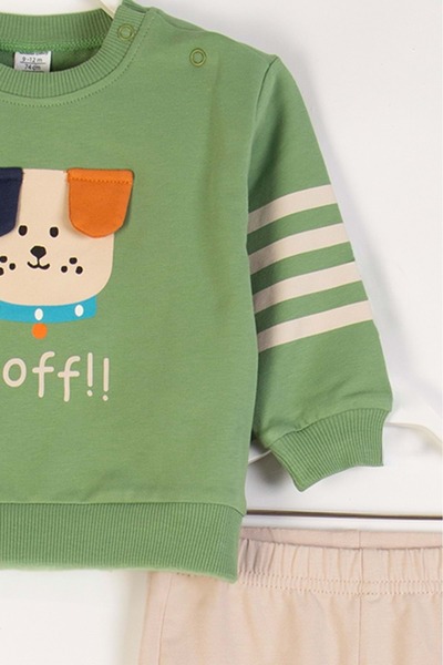 ww waka waka kids store Dog Printed Ear Detailed Baby Boy Tracksuit Set