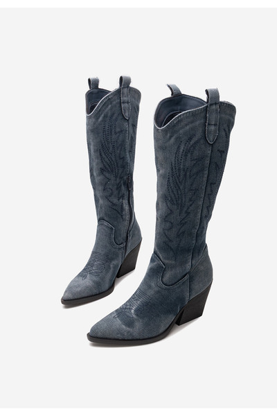 B T Shoes Denim dámské kozačky Celina