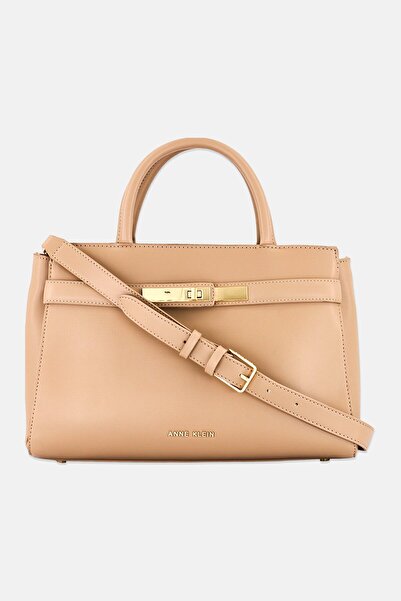 Anne Klein Women Brand Logo Satchel Bag, Tan