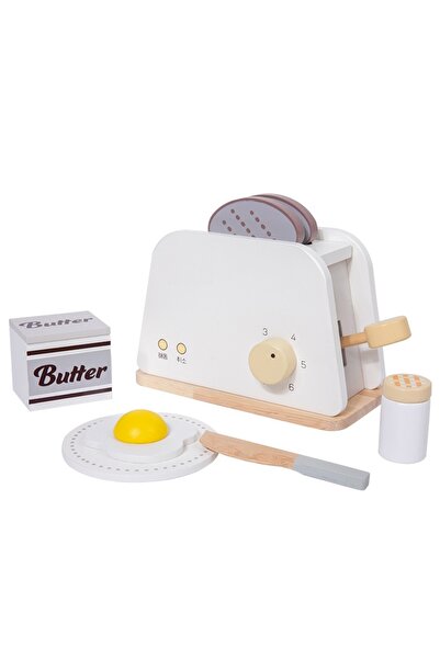 LITTLE ANGEL - مجموعة محمصة خشبية للأطفال - لعبة إفطار تظاهرية