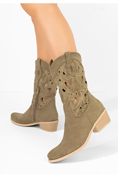 B T Shoes Khaki kovbojské čižmy Lettie