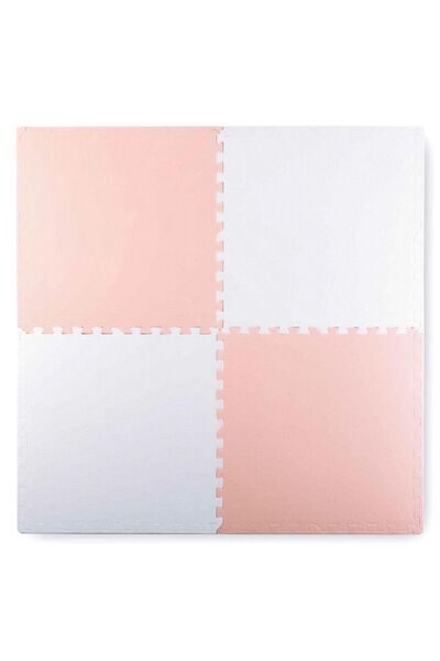 Ricokids Foam puzzle mat, 4 pieces, easy to assemble, waterproof, BPA free, white and peach, 120x120x...