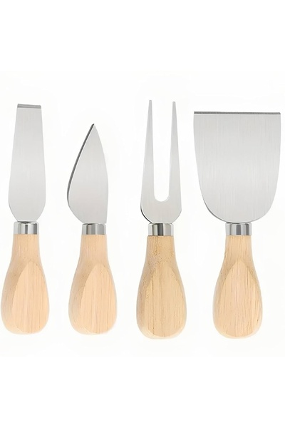 sui home Stainless Steel Cheese Knives Serving Set with Wooden Handle 4 Pieces