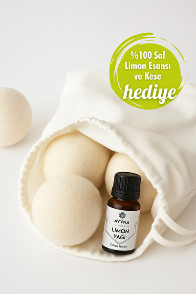 Reyo 3-Pack Laundry Wool Dryer Balls + 100% Pure Lemon Essence Gift - Natural and Eco-Friendly