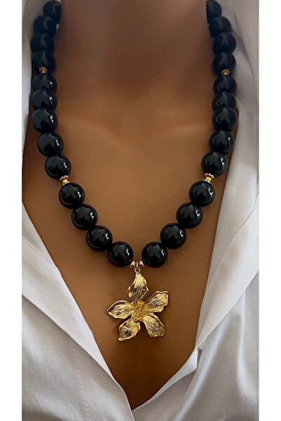 nevaastil takı & aksesuar Black Acrylic Bead Design Necklace