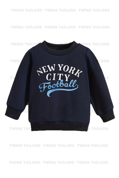 twins tailors Football Baskılı 3'lü Paket Unisex Gri-Lacivert-Kırmızı Çocuk Sweatshirt