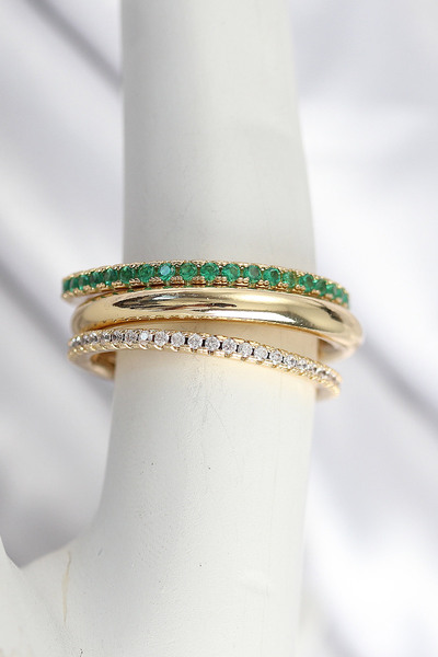 callerrons accessories خاتم نسائي من النحاس مرصع بحجر الزركون بألوان مختلطة - EBJ250902W37548