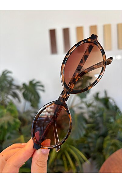funeyes Miux Trend Kahvernegi Gradient Lens Leopard Color Frame Trend Oval Sunglasses