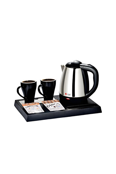 Generic DLC Electric Kettle Set with Tray and 2 Ceramic Cups DLC-KT5134