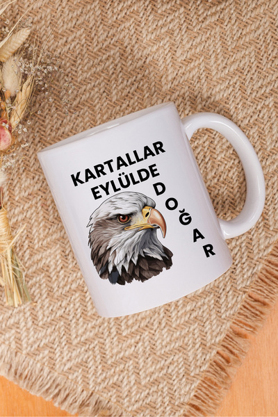 qoeuyl boutique Eagles Are Born in September Text Printed Birthday Gift Fun White Mug Cup