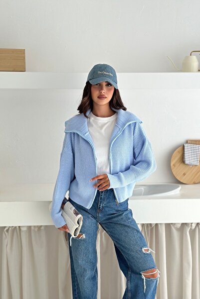 Noi Belis Базовий оверсайз кардиган з відкладним коміром на блискавці AW25HI0016