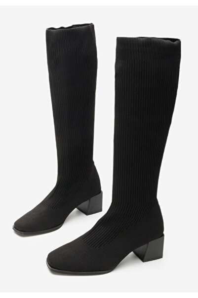 B T Shoes Černé dámské ponožkové kozačky Denisse