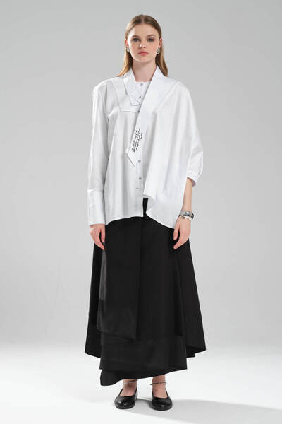 tw3 Women's Oversize Design Shirt with Detachable Collar Detail