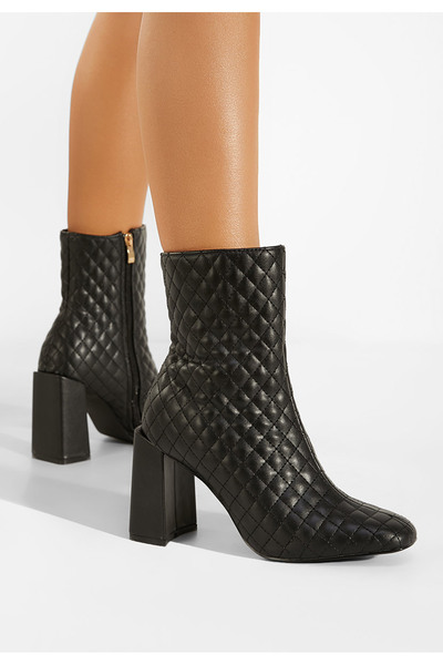 B T Shoes Μποτάκια με χοντρό τακούνι Μαύρα Palmerita