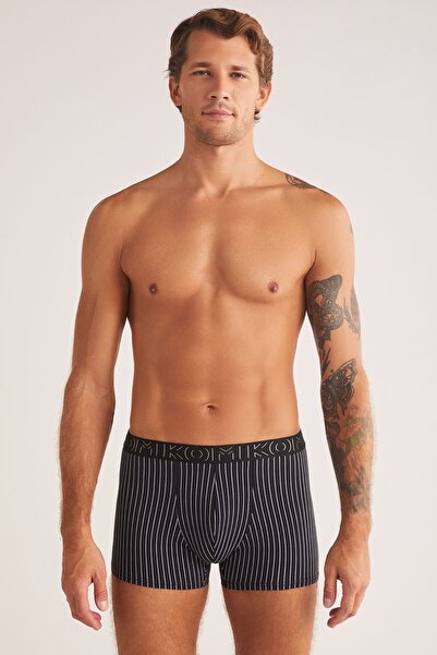 Kom Chelsea Erkek Çizgili Desenli %100 Pamuk Boxer