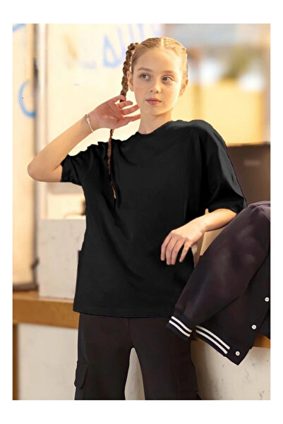 kidstalya Black Oversize Unisex Tshirt (5925)