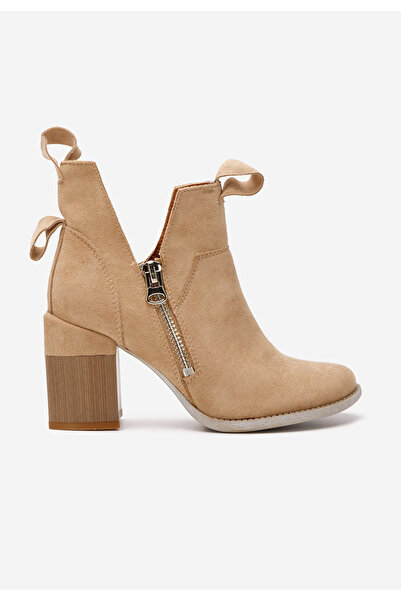 B T Shoes Khaki kotníkové boty na podpatku Iriel