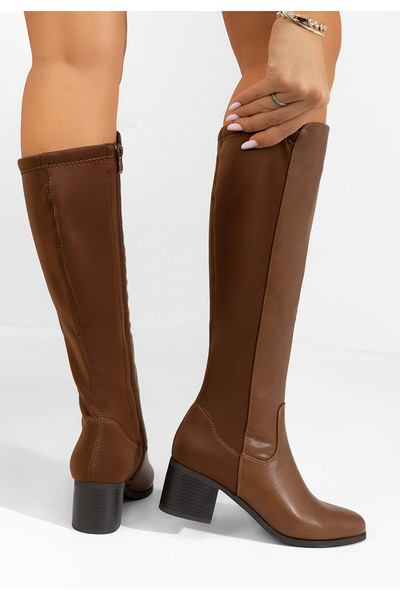 B T Shoes Μπότες με χοντρό τακούνι Casia V2 ταμπά
