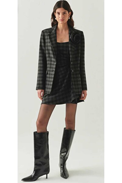 Exquise Jada Antrasit Kolsuz Mini Elbise