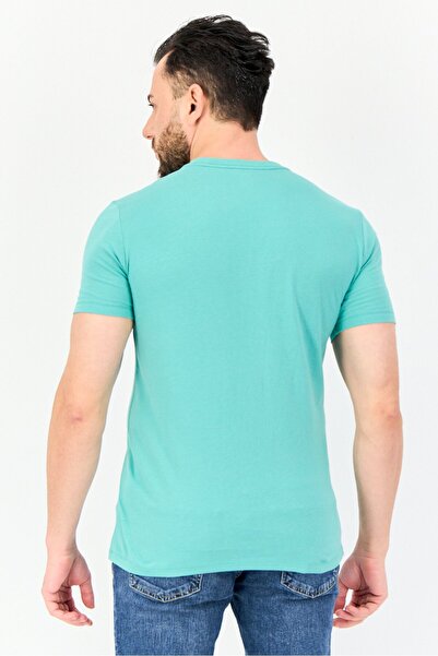 GAP Men Crew Neck Short Sleeves Plain T-Shirt, Turquoise
