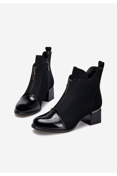 B T Shoes Černé kotníkové boty na podpatku Orlia V2