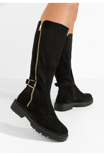 B T Shoes Cizme dama fara toc Maleen negre