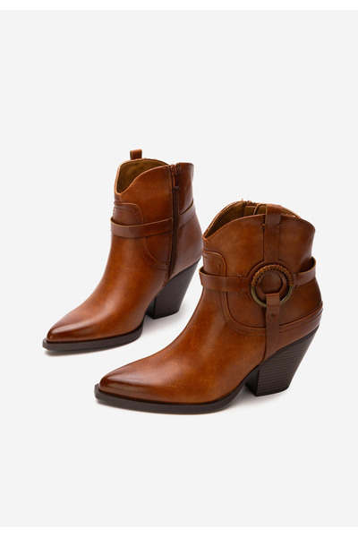 B T Shoes Camelové kotníkové boty cowboy Wilda