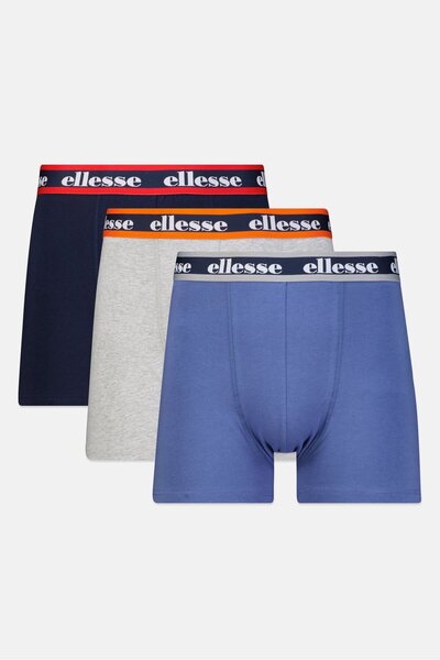 Ellesse Men 3 Pieces Brand Logo Trunks, Blue/Grey