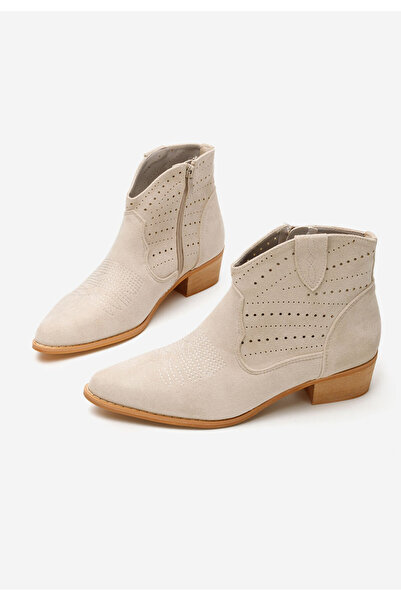 B T Shoes Béžové kotníkové boty cowboy Carinna