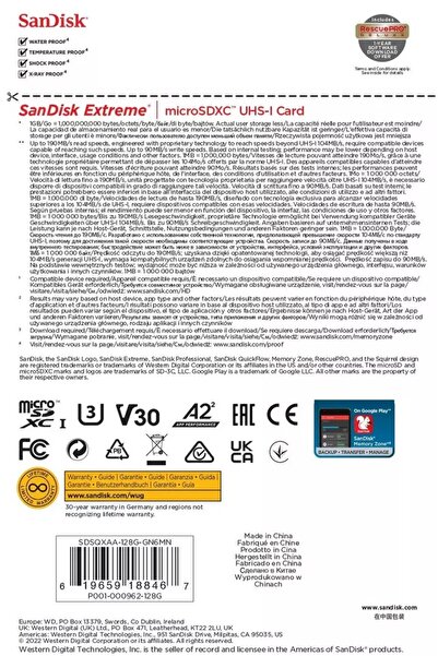 SanDisk Memory Card, 128G, Red and Black