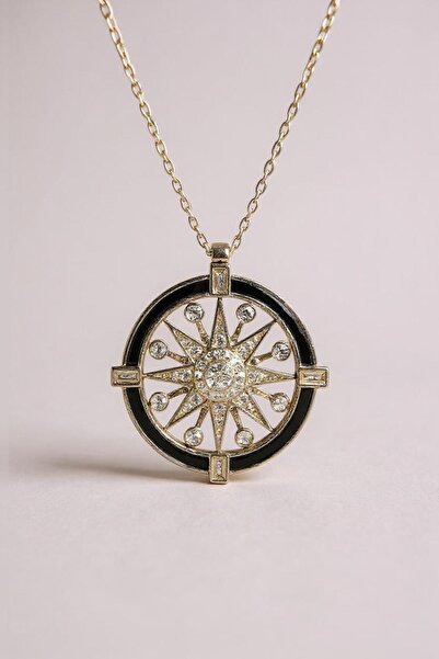 ank tasarım anka mücevherat 925 Ayar Gümüş Pusula Kadın Kolye