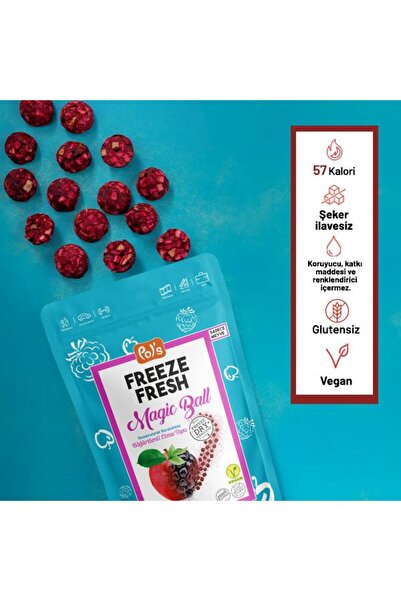 Pol's Freeze Fresh Dondurularak Kurutulmuş Magic Ball Böğürtlenli Elma Topları 16 gr