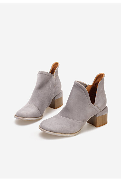 B T Shoes Šedé kotníkové boty na podpatku Nivana