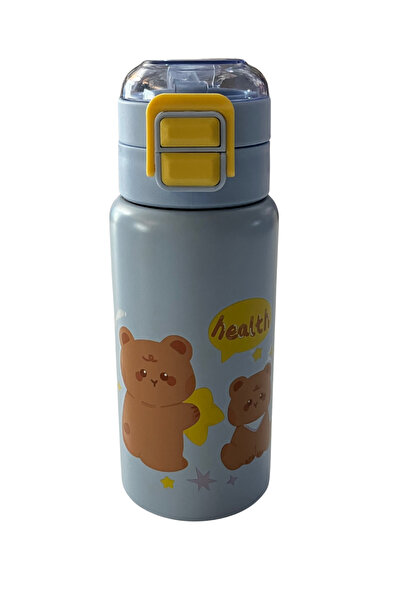 TREND16 قارورة ماء مدرسية من الفولاذ مع تصميم منقوش وشفاط مزدوج