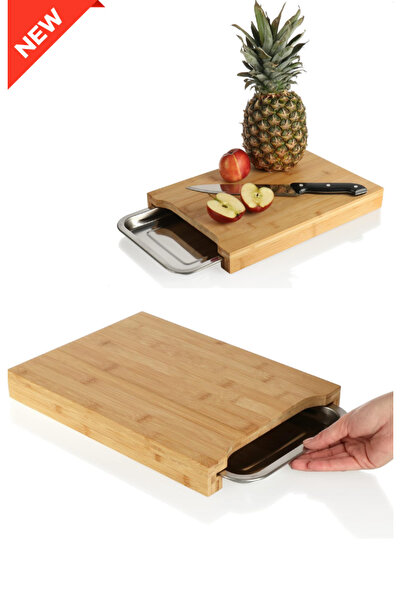 EVİMDM Bamboo Drawer Cutting Board – Kitchen Chopping Board with Stainless St...