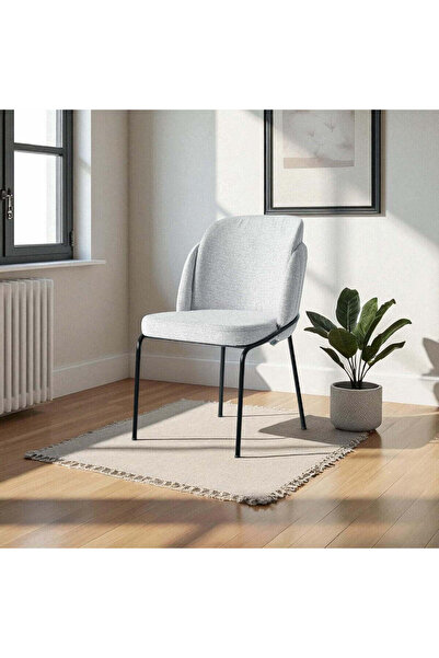 DENGEMA Rio ALP S26 Sandalye – Gri Kumaş, Siyah Metal Ayak