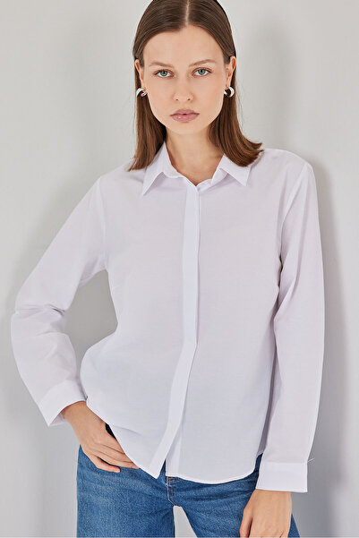 Bigdart Kadın Basic Gömlek 20348 - Beyaz