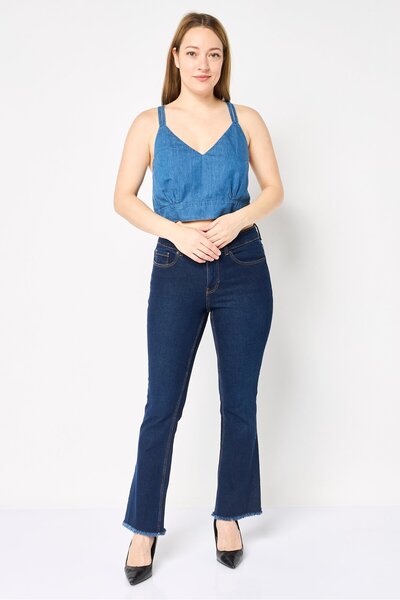Area Stars Women V-Neck Sleeveless Plain Tank Top, Blue