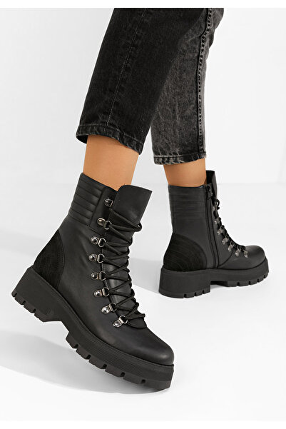 B T Shoes Bocanci dama piele Shela negri