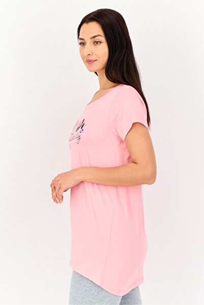Zivame Women Graphic Print Cap Sleeves Pajama Top, Pink