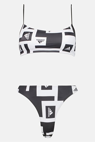 adidas Women 2 Pieces Brand Logo Bikini Top And Bottom, Multicolor